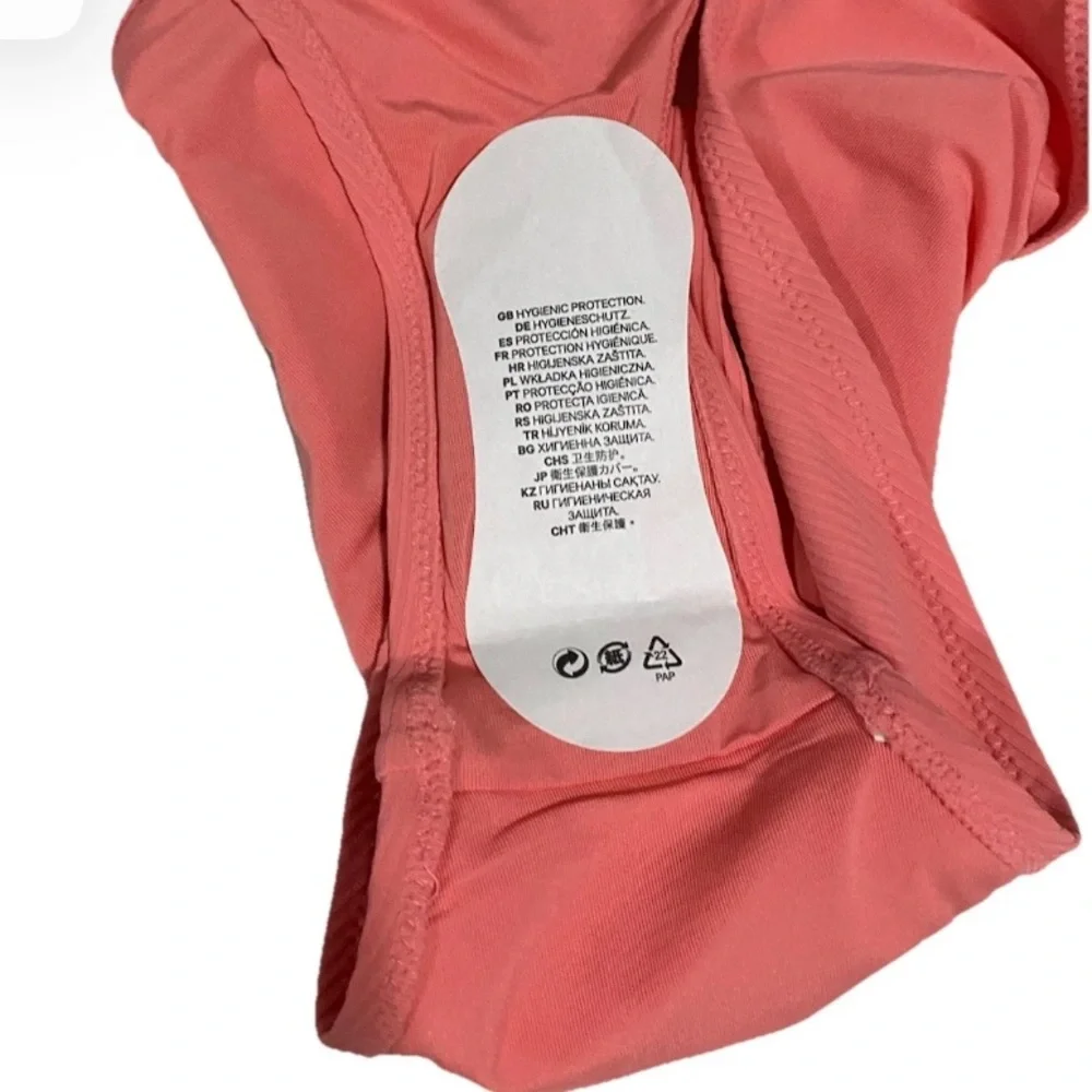 H&M Size 16 Cheeky Coral Peach Ribbed Bikini Bottom Brand New